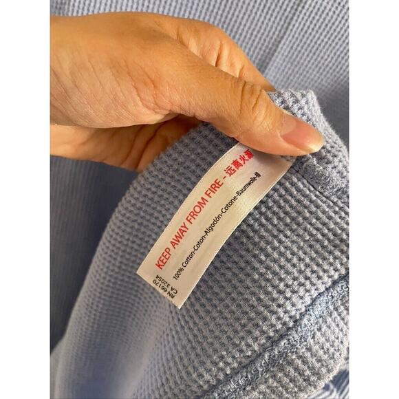 Free People Top Women's Small Oversized Early Night Thermal Blue Long Sleeve - Picture 5 of 6